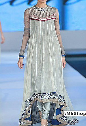  Sky Blue Chiffon Suit | Pakistani Party Wear Dresses- Image 1