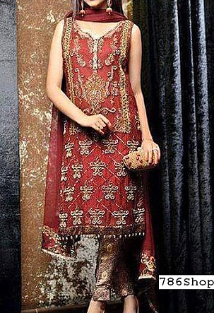  Red Chiffon Suit | Pakistani Party Wear Dresses- Image 1