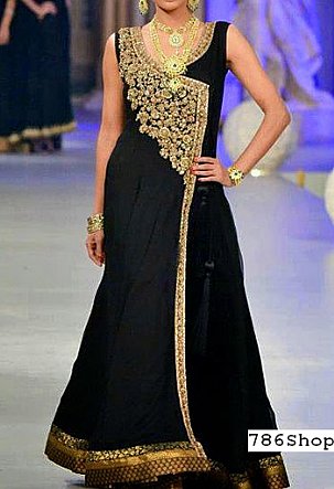  Black Chiffon Suit | Pakistani Party Wear Dresses- Image 1