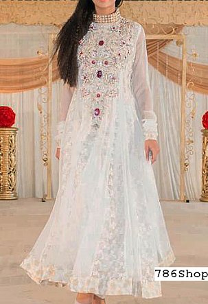  White Net Suit | Pakistani Party Wear Dresses- Image 1