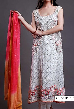  Off-white Chiffon Suit | Pakistani Party Wear Dresses- Image 1