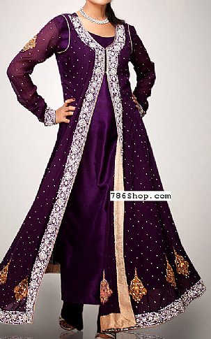  Indigo Chiffon Suit | Pakistani Party Wear Dresses USA- Image 1