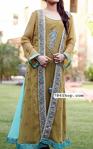  Beige Chiffon Suit | Pakistani Party Wear Dresses- Image 1