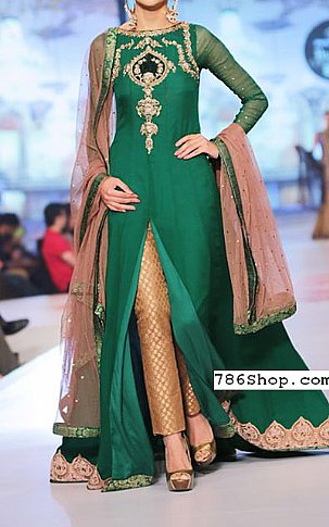  Green Chiffon Suit | Pakistani Party Wear Dresses- Image 1