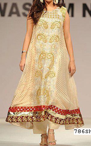  Light Golden Chiffon Suit | Pakistani Party Wear Dresses- Image 1