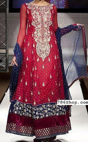  Magenta Chiffon Suit | Pakistani Party Wear Dresses USA- Image 1