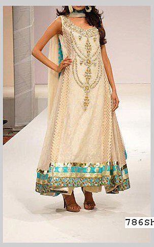  Off-white Chiffon Suit | Pakistani Party Wear Dresses- Image 1