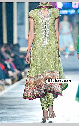  Pistachio Crinkle Chiffon Suit | Pakistani Dresses in USA- Image 1