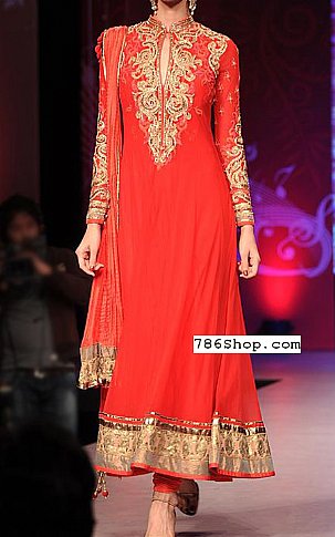  Red Chiffon Suit | Pakistani Party Wear Dresses- Image 1