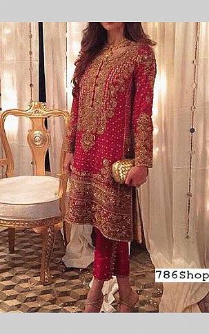  Magenta Crinkle Chiffon Suit | Pakistani Party Wear Dresses- Image 1