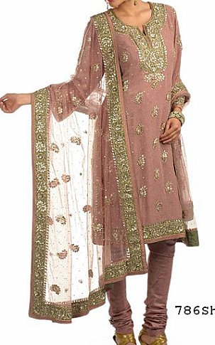  Tea Pink Chiffon Suit. | Pakistani Party Wear Dresses- Image 1