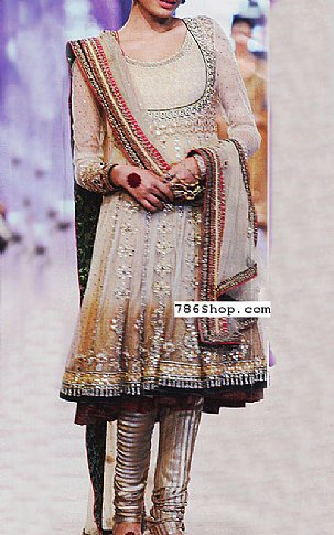  Light Golden Chiffon Suit | Pakistani Party Wear Dresses- Image 1