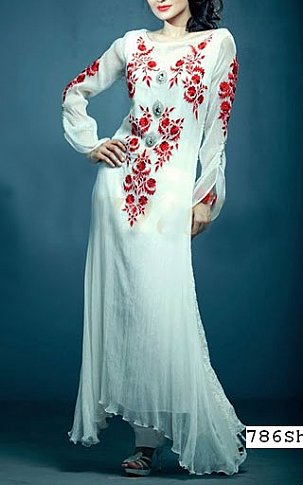  Off-white Chiffon Suit | Pakistani Party Wear Dresses- Image 1