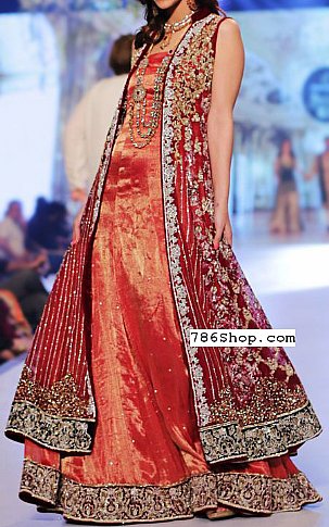  Red Chiffon Suit | Pakistani Party Wear Dresses- Image 1