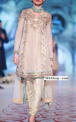  Off-white Chiffon Suit | Pakistani Party Wear Dresses- Image 1