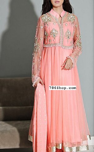  Pink Chiffon Suit | Pakistani Party Wear Dresses- Image 1