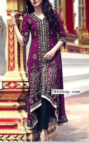  Indigo Chiffon Suit | Pakistani Party Wear Dresses- Image 1