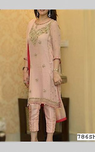  Pink Chiffon Suit | Pakistani Party Wear Dresses- Image 1