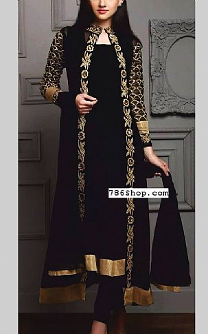  Black Chiffon Suit | Pakistani Party Wear Dresses- Image 1