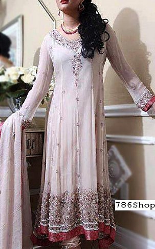  Off-white Chiffon Suit | Pakistani Party Wear Dresses- Image 1