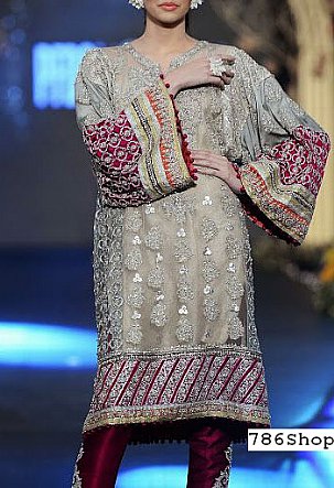  Beige Chiffon Suit | Pakistani Party Wear Dresses- Image 1