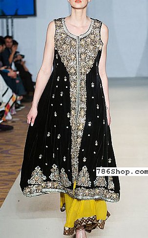  Black Chiffon Suit | Pakistani Party Wear Dresses- Image 1