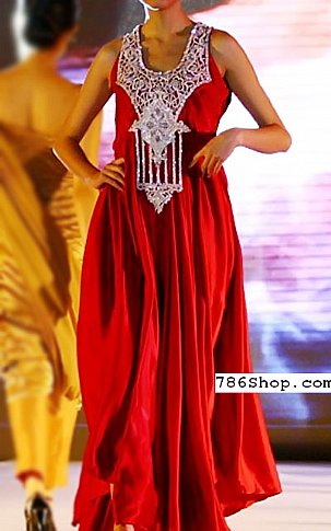  Red Chiffon Suit | Pakistani Party Wear Dresses- Image 1