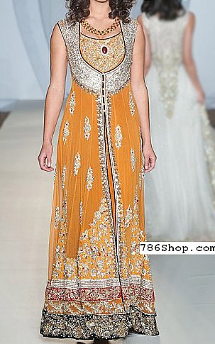  Orange Chiffon Suit | Pakistani Party Wear Dresses- Image 1