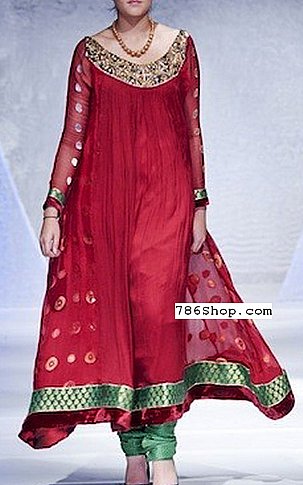  Magenta Chiffon Suit | Pakistani Party Wear Dresses- Image 1