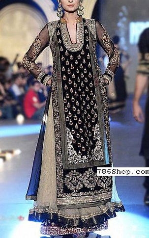  Black Chiffon Suit | Pakistani Party Wear Dresses- Image 1