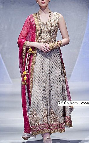  Grey Chiffon Suit | Pakistani Party Wear Dresses- Image 1