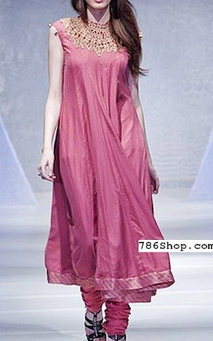  Tea Pink Silk Suit | Pakistani Party Wear Dresses USA- Image 1