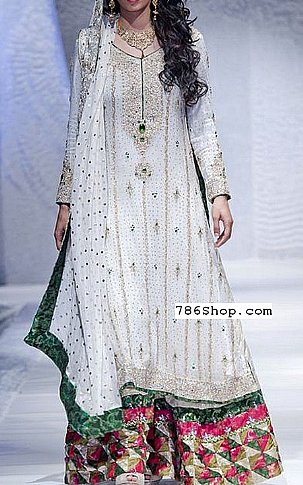  Off-White Chiffon Suit | Pakistani Party Wear Dresses- Image 1