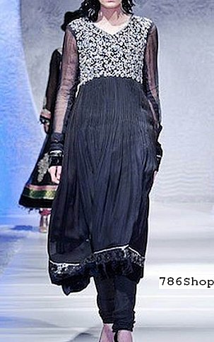  Black Chiffon Suit | Pakistani Party Wear Dresses- Image 1