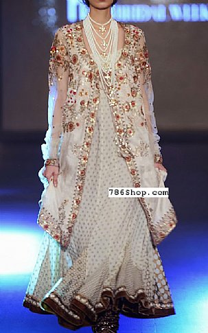  Off-white Chiffon Suit | Pakistani Party Wear Dresses- Image 1