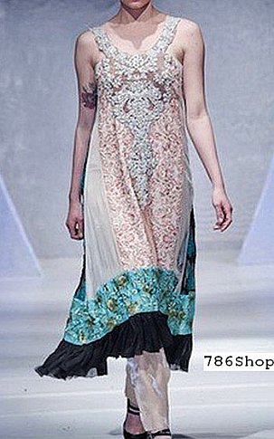  Off-white Chiffon Suit | Pakistani Party Wear Dresses- Image 1