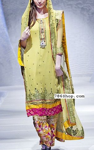  Light Green Chiffon Suit | Pakistani Party Wear Dresses- Image 1