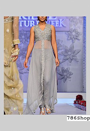  Grey Chiffon Suit | Pakistani Party Wear Dresses- Image 1