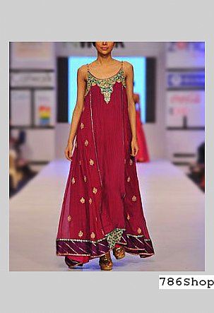  Magenta Chiffon Suit | Pakistani Party Wear Dresses USA- Image 1