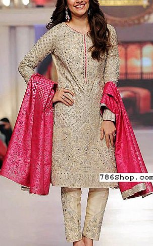  Grey Chiffon Suit | Pakistani Party Wear Dresses- Image 1