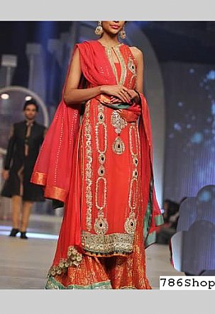  Carrot Chiffon Suit | Pakistani Party Wear Dresses- Image 1