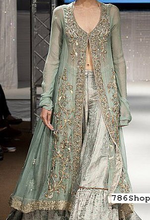  Sea Green Chiffon Suit | Pakistani Party Wear Dresses USA- Image 1