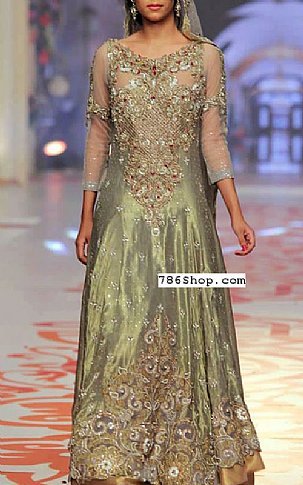  Pistachio Organza Suit | Pakistani Party Wear Dresses- Image 1