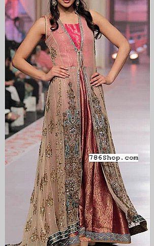  Beige Chiffon Suit | Pakistani Party Wear Dresses- Image 1