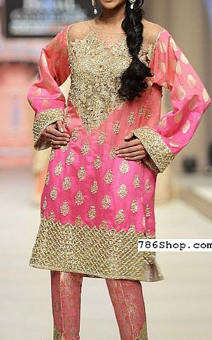  Pink Jamawar Chiffon Suit | Pakistani Party Wear Dresses- Image 1