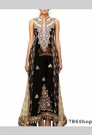  Black Chiffon Suit | Pakistani Party Wear Dresses- Image 1