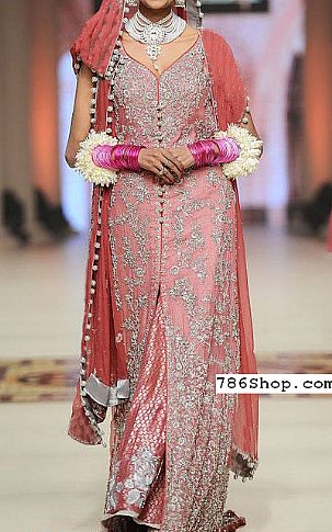  Tea Pink Chiffon Suit | Pakistani Party Wear Dresses- Image 1