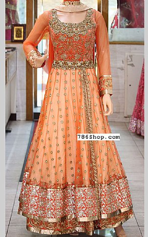  Orange Net Suit | Pakistani Dresses in USA- Image 1