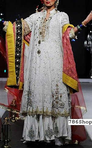  Off-white Chiffon Suit | Pakistani Party Wear Dresses- Image 1