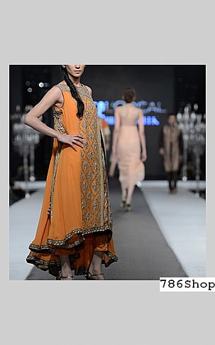  Orange Chiffon Suit | Pakistani Party Wear Dresses- Image 2